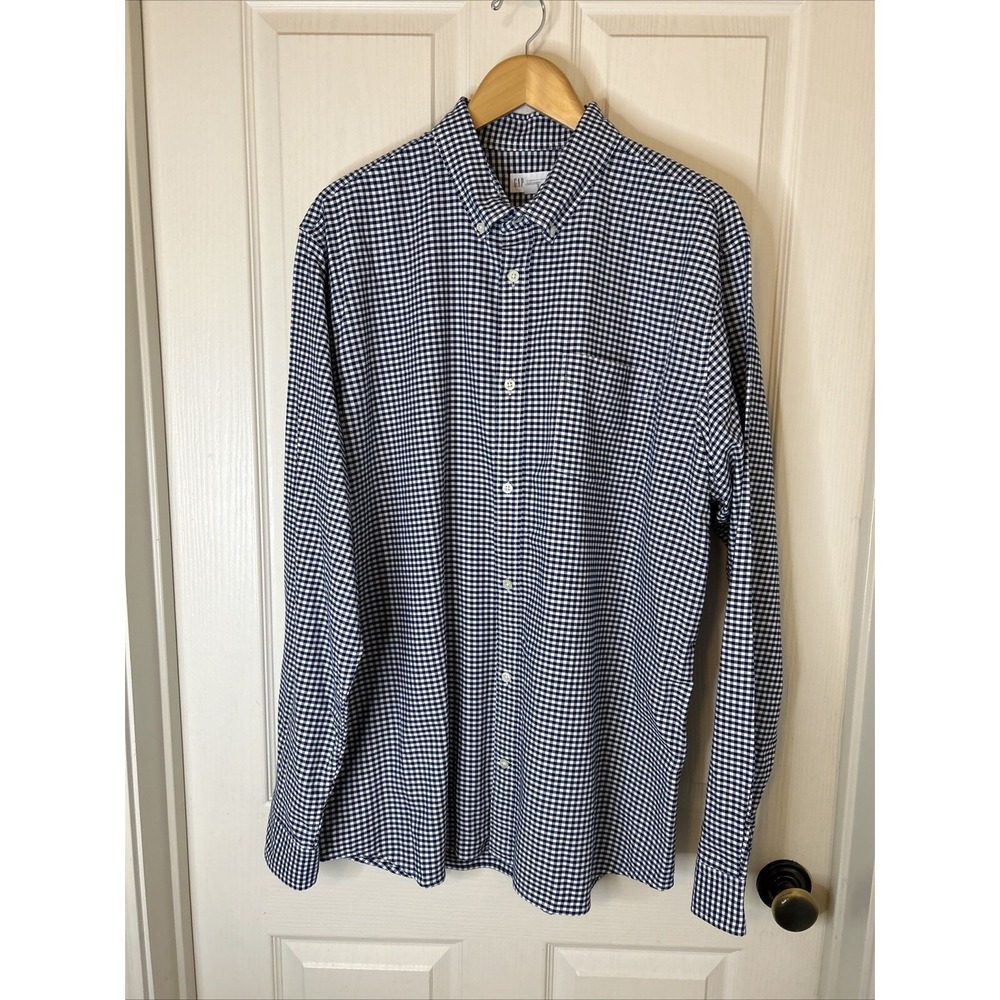 Gap men's Standard Fit Stretch, size  XL blue and‎ white plaid LS shirt